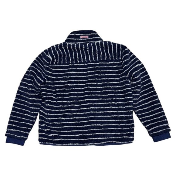 Vineyard Vines SHERPA The Shep Shirt Striped Fleece Blue Jacket Womens Medium - Picture 3 of 6